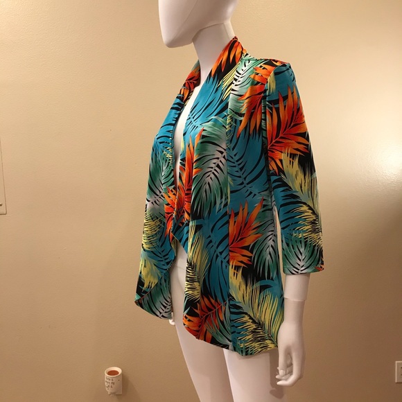 Slinky Brand Drape Open Front Jacket Tropical - Picture 9 of 13